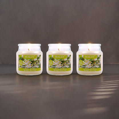 Set of 3 Hosley®  Sweet Pea Jasmine Highly Fragranced Jar Candles 2.65 Oz wax each