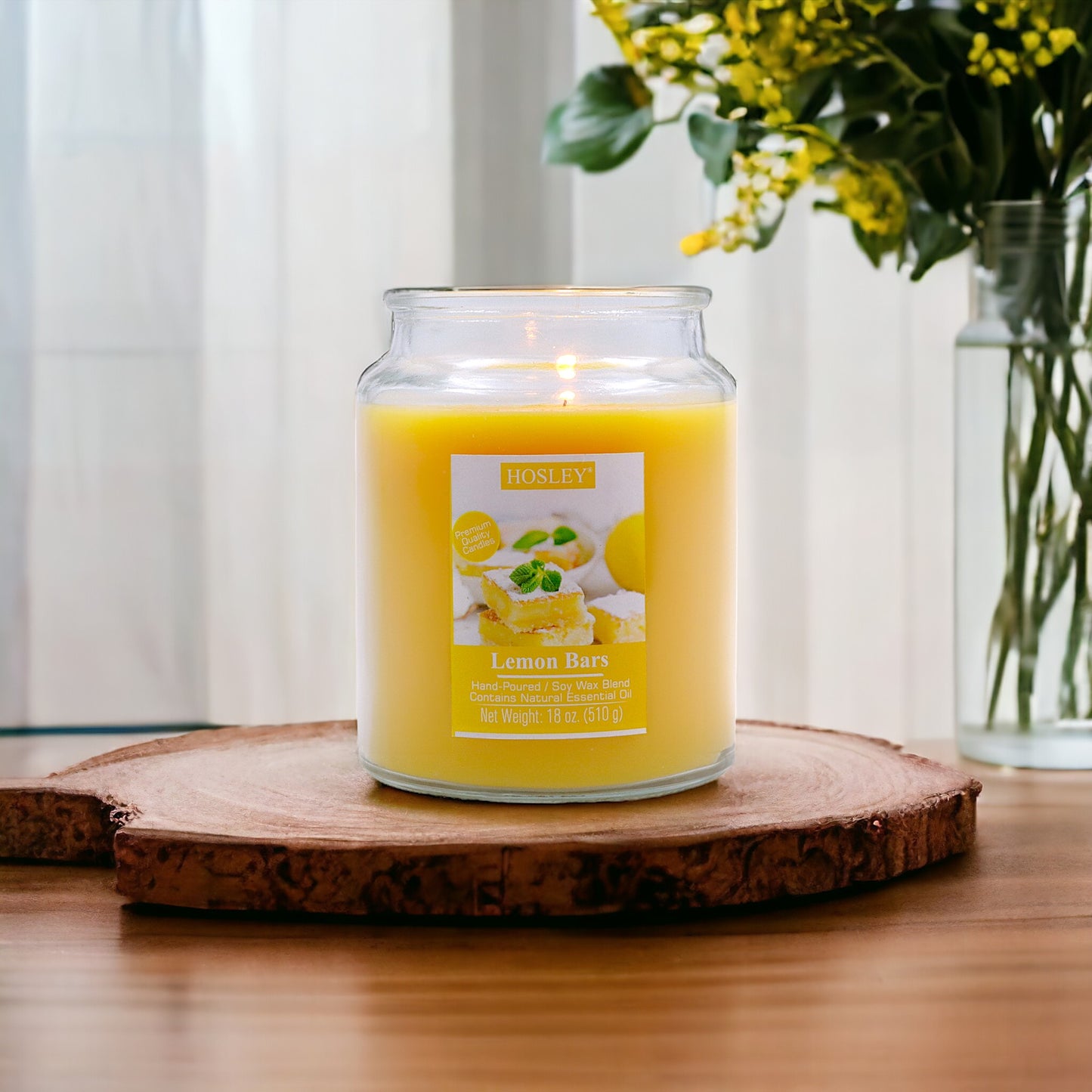 Hosley® Lemon Bar Highly Fragranced, 18 Oz wax, Large Jar Candle