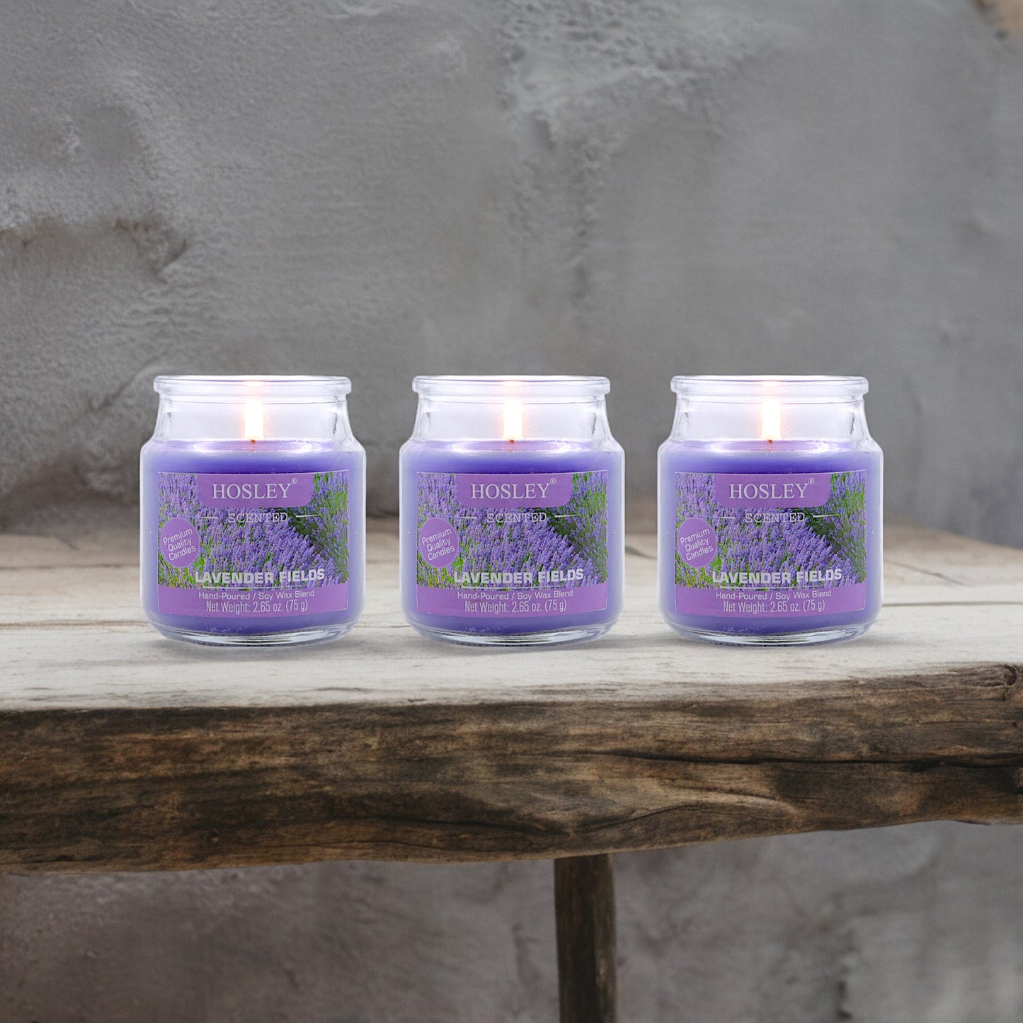 Set of 3 Hosley® Lavender Fields Highly Fragranced Jar Candles, 2.65 Oz wax each