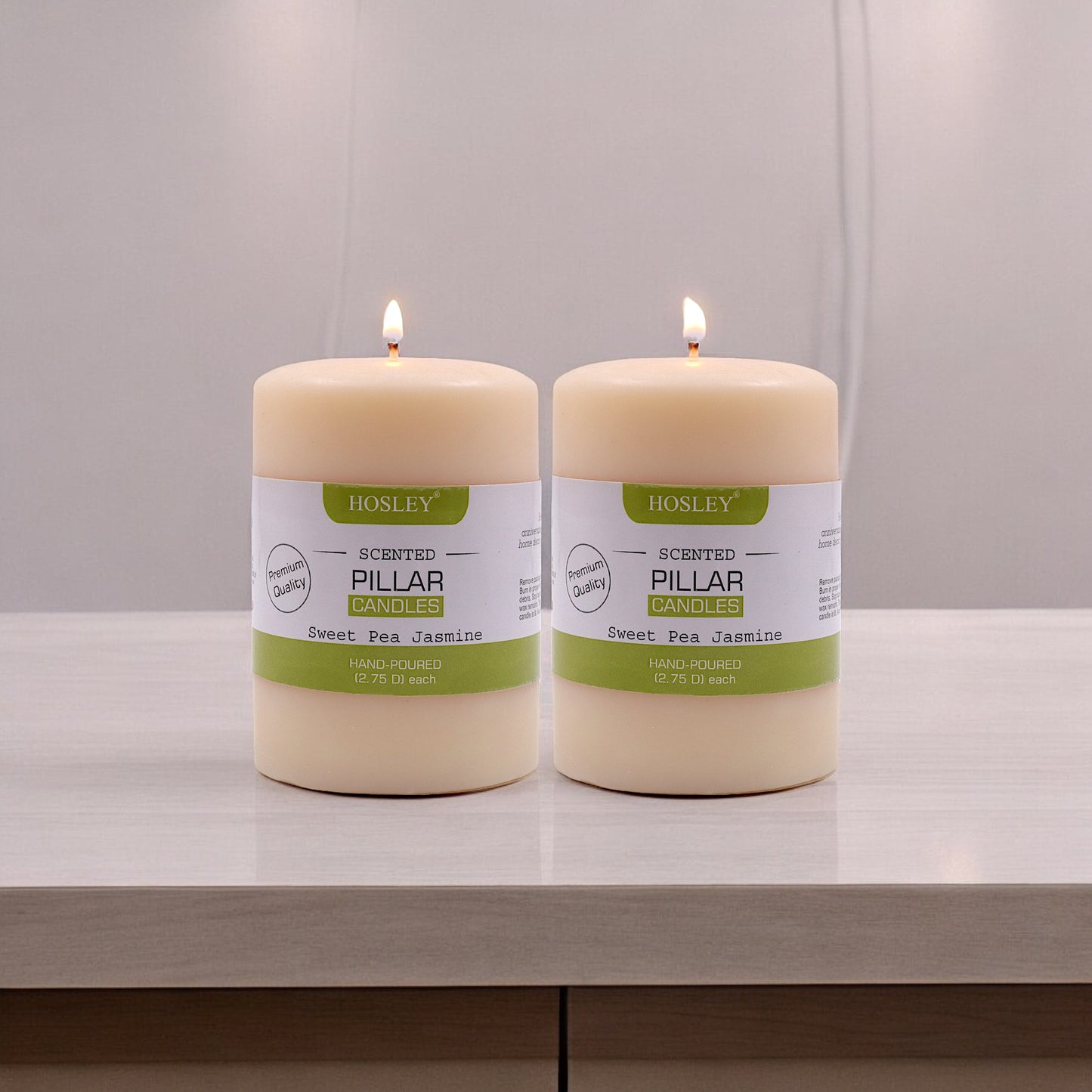 Hosley Set of 2 Sweeet Pea Jasmine 4Inchs Pillar Candles