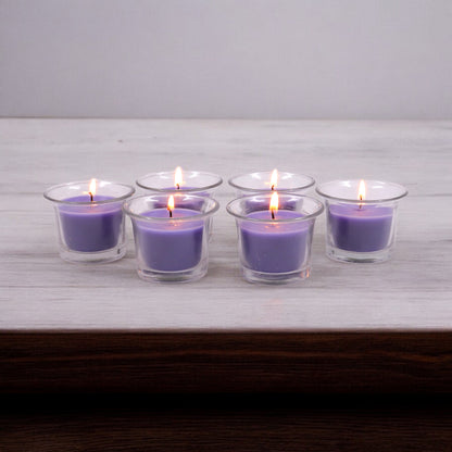 Hosley Highly Fragranced Lavender Filled Votive Glass Candle Holder - Pack of 6, Purple