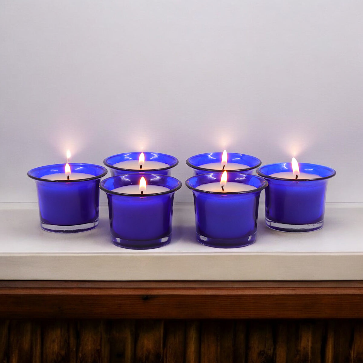 Hosley Highly Fragranced Lavender Filled Votive Glass Candle Holder - Pack of 6, Blue