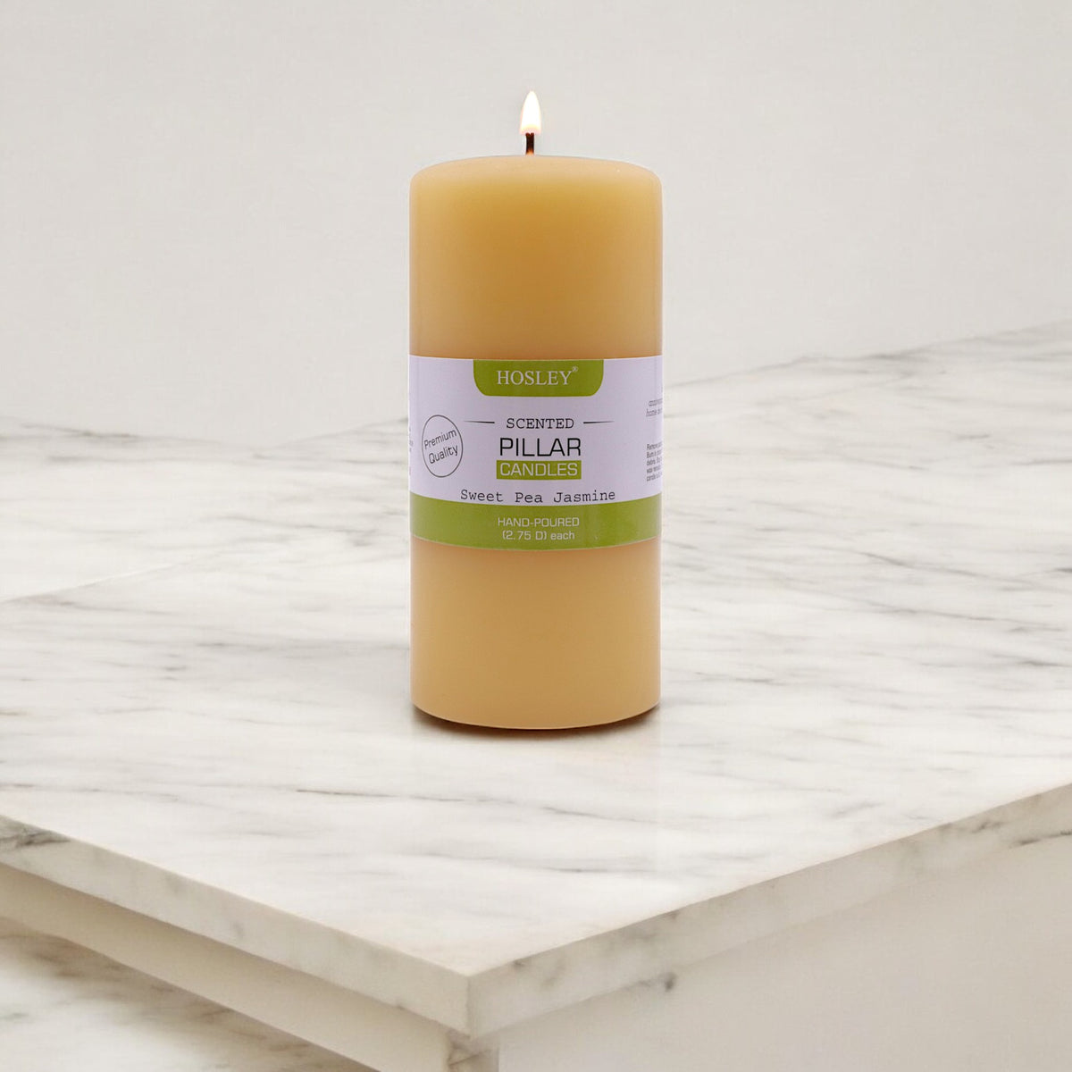 Hosley® Sweet Pea Jasmine Highly Fragranced 6inch Pillar Candle