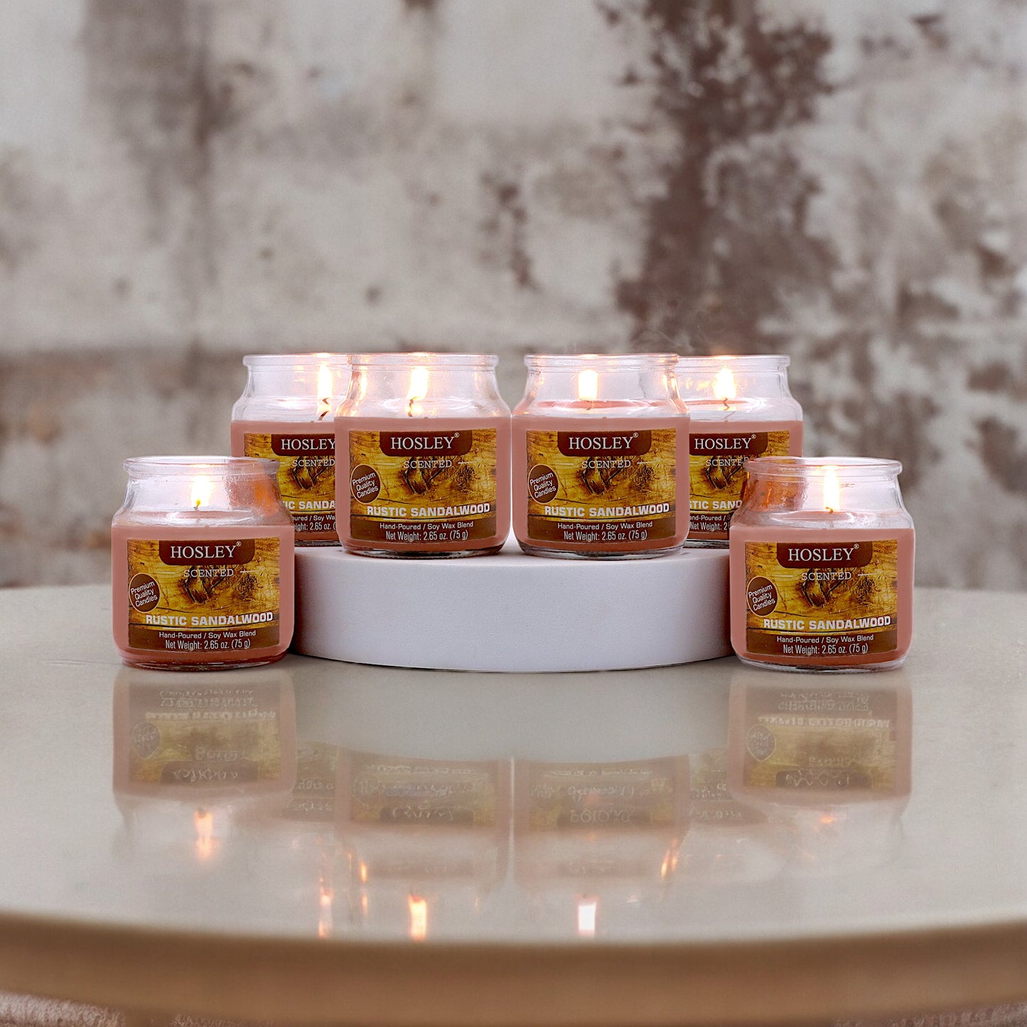 Hosley® Rustic Sandalwood Jar Candles - Set of 6