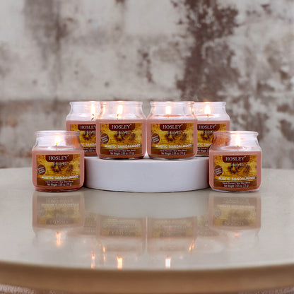 Hosley® Rustic Sandalwood Jar Candles - Set of 6