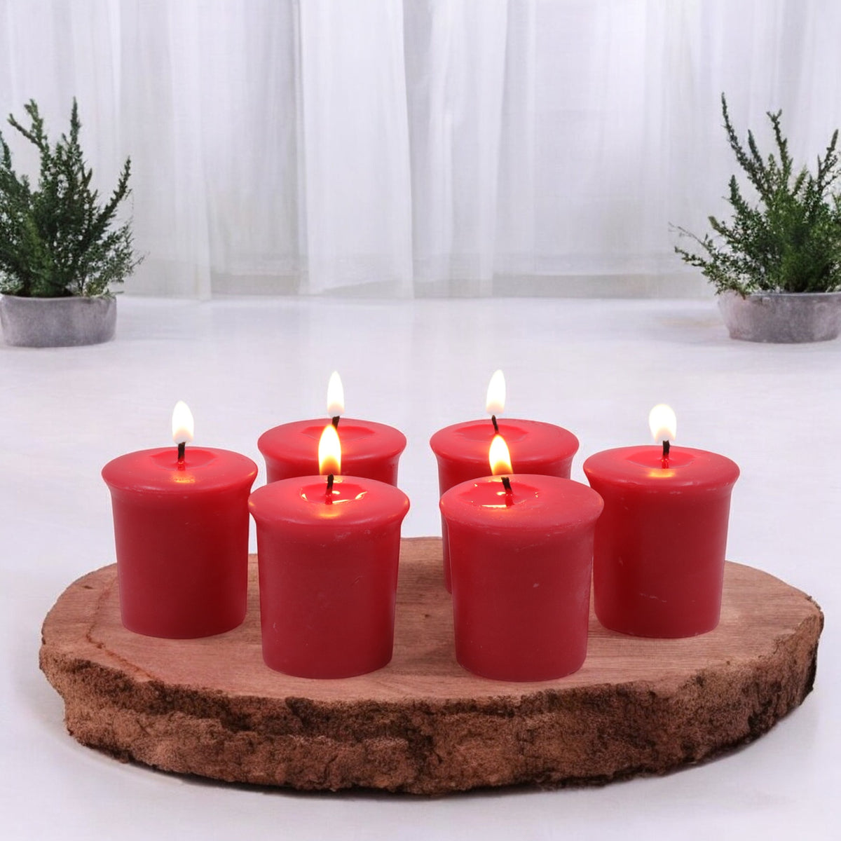 Set of 6 Hosley® 15 Hour Burn Time Each, Apple Cinnamon Highly Fragranced Votive Candles