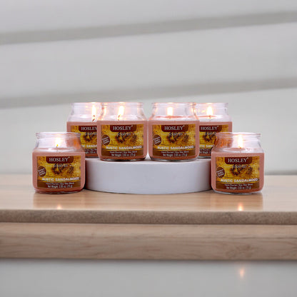 Hosley® Rustic Sandalwood Jar Candles - Set of 6