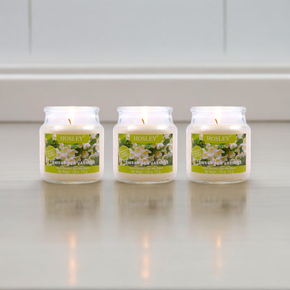 Set of 3 Hosley®  Sweet Pea Jasmine Highly Fragranced Jar Candles 2.65 Oz wax each