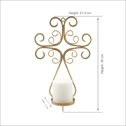 Gold Metal Wall Candle Holder