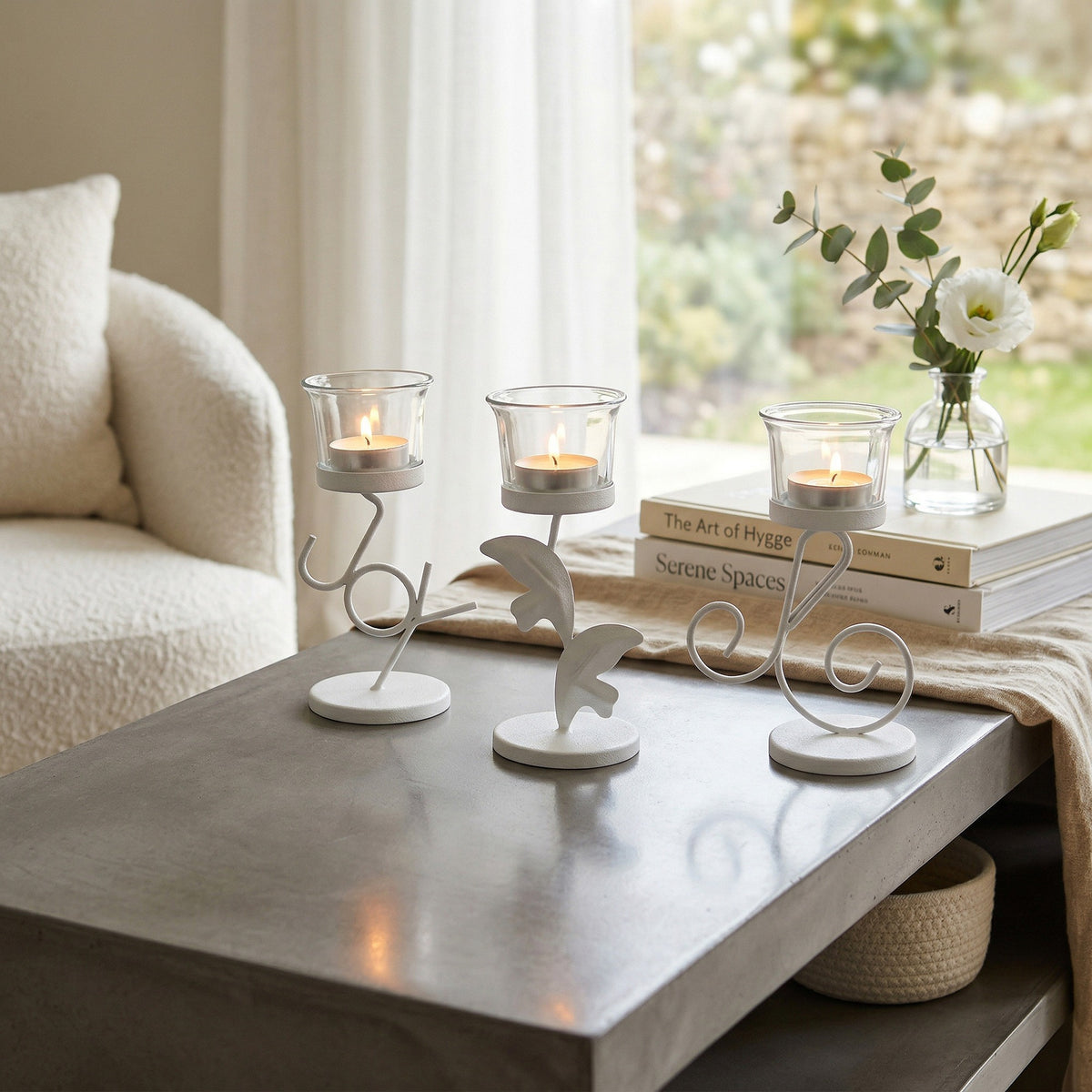 Hosley Set of 3 White Tealight Holder