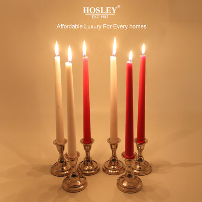 Hosley 6-Piece Unscented White & Red Taper Candles Set - 25CM