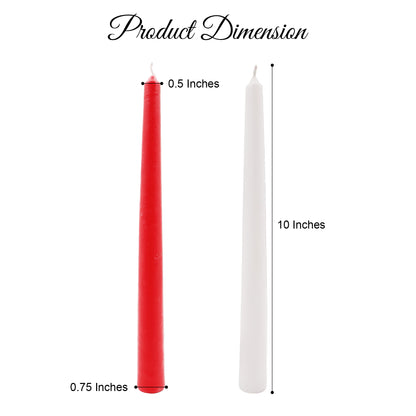 Hosley 6-Piece Unscented White & Red Taper Candles Set - 25CM