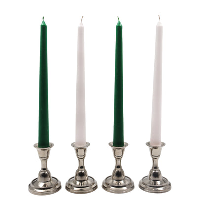 Hosley 4-Piece Unscented White & Green Taper Candles Set - 25CM