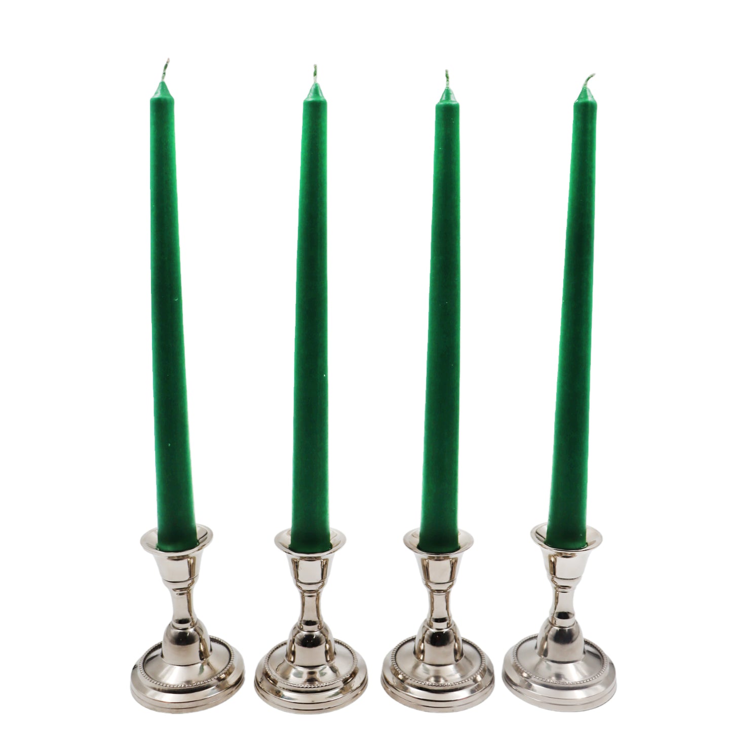 Hosley 4-Piece Unscented Green Taper Candles Set - 25CM