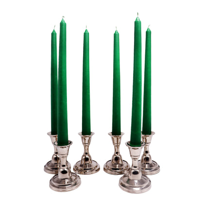Hosley 6-Piece Unscented Green Taper Candles Set - 25CM
