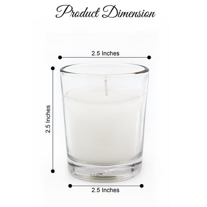 Set of 6 Unscented Clear Glass Filled Votive Candles