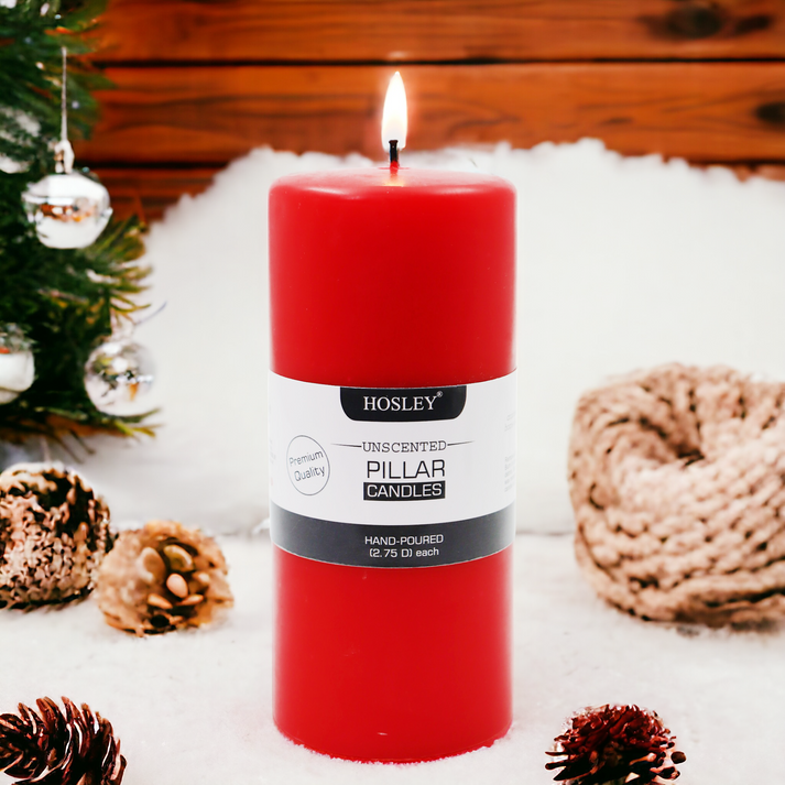 6 Inch Long Pillar Unscented Candle