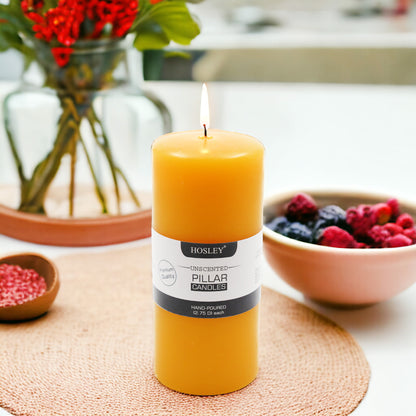 6 Inch Long Yellow Pillar Unscented Candle