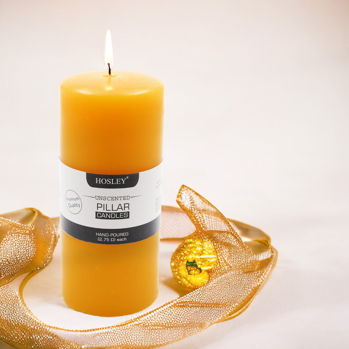 6 Inch Long Yellow Pillar Unscented Candle