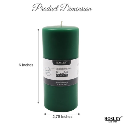 6 Inch Long Green Pillar Unscented Candle