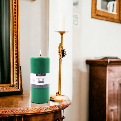 6 Inch Long Green Pillar Unscented Candle