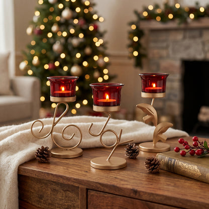 Set of 3 Decorative Metal Tealight Candle Holders