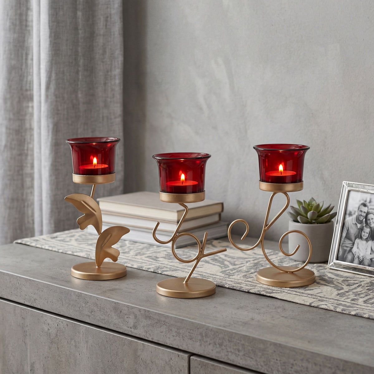Set of 3 Decorative Metal Tealight Candle Holders