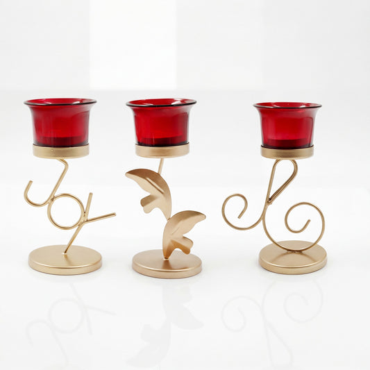 Set of 3 Decorative Metal Tealight Candle Holders