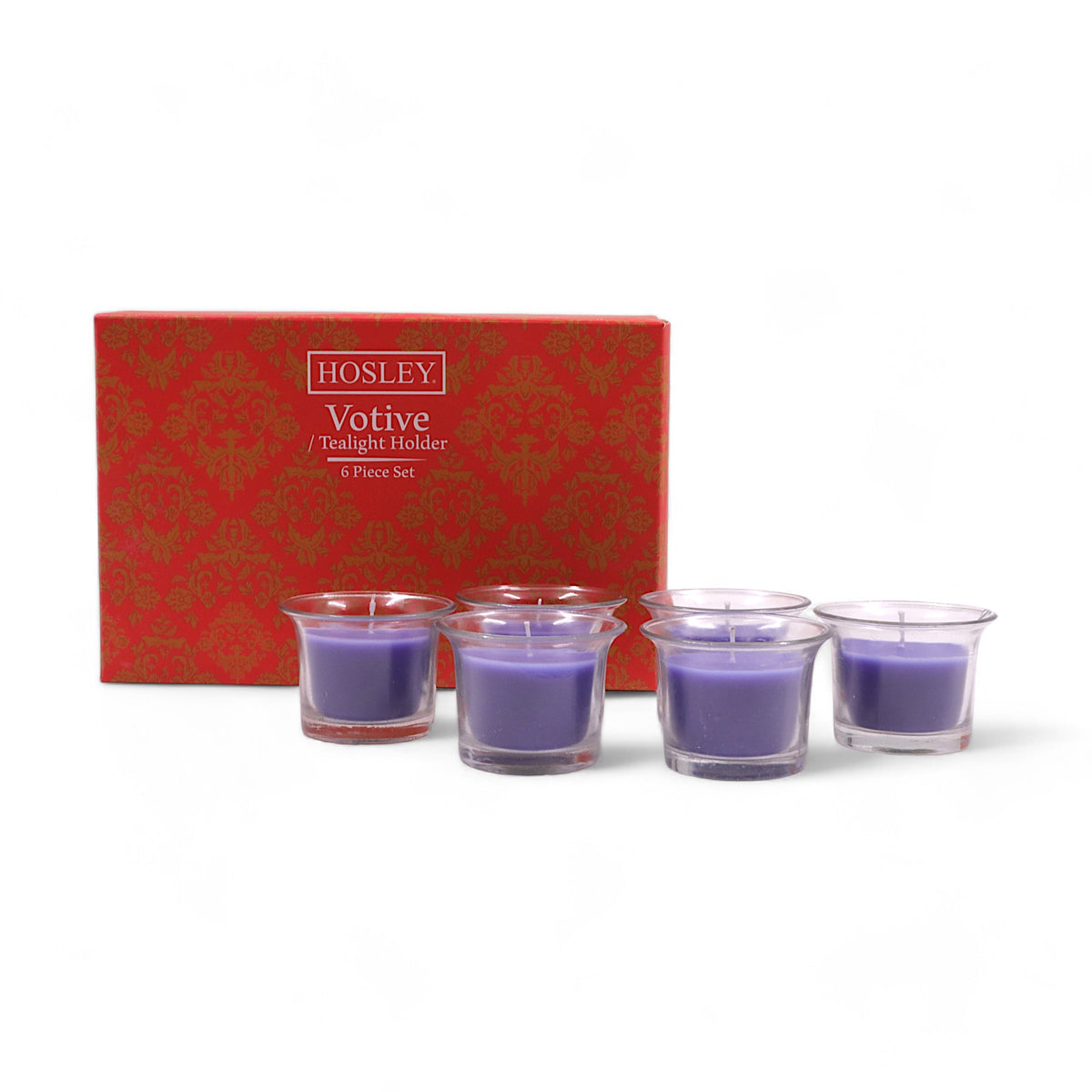 Hosley Highly Fragranced Lavender Filled Votive Glass Candle Holder - Pack of 6, Purple