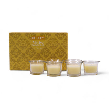 Hosley Highly Fragranced Sweet Pea Jasmine Filled Votive Glass Candle Holder - Pack of 6, White