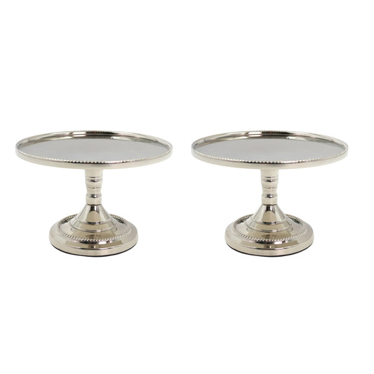 Hosley Set of 2 Metal Pillar Candle Holders 3 Inch High Candle Stands