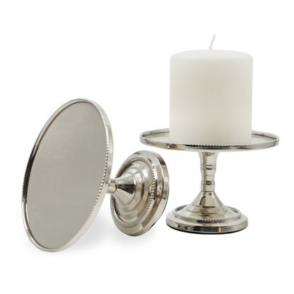 Hosley Set of 2 Metal Pillar Candle Holders 3 Inch High Candle Stands