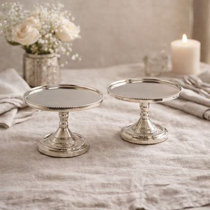 Hosley Set of 2 Metal Pillar Candle Holders 3 Inch High Candle Stands