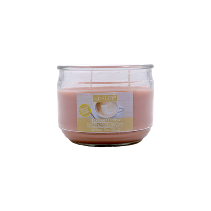 Hosley® Hazelnut Creme Highly Fragranced, 2 Wick, 10 Oz wax, Jar Candle