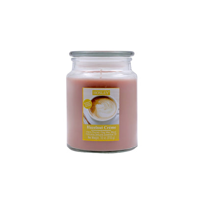 Hosley® Hazelnut Crème Highly Fragranced, 18 Oz wax, Large Jar Candle