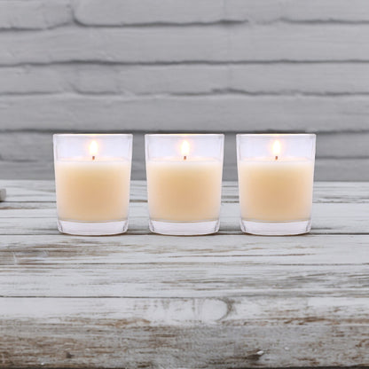 Set of 3 Hosley® Highly Fragranced Sweet Pea Jasmine  Filled Glass Candles, 1.6 Oz wax each