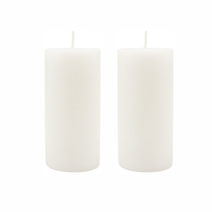 Hosley Set of 2 Pillar Candles White, Unscented, Long-Lasting Burn