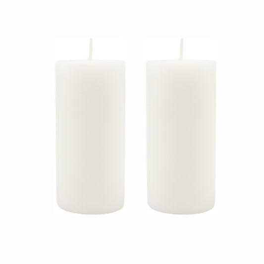 Hosley Set of 2 Pillar Candles White, Unscented, Long-Lasting Burn