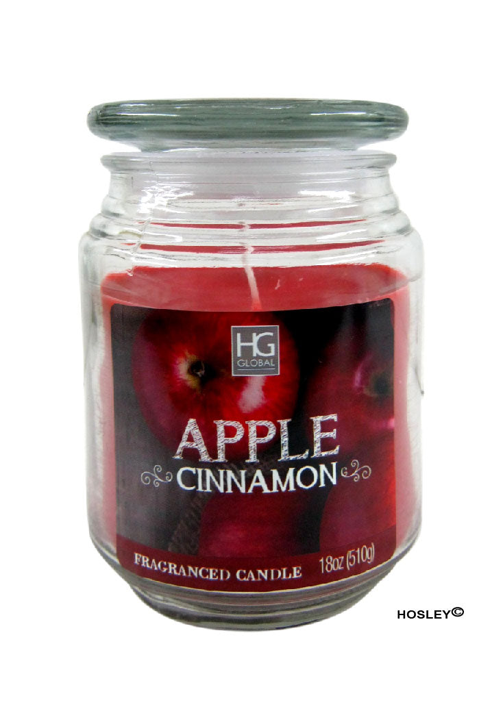 Hosley® Apple Cinnamon Highly Fragranced, 18 Oz wax, Large Jar Candle