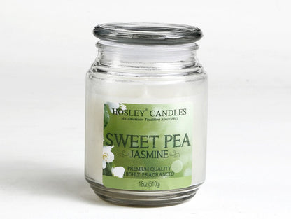 Hosley® Sweet Pea Jasmine Highly Fragranced, 18 Oz wax, Large Jar Candle