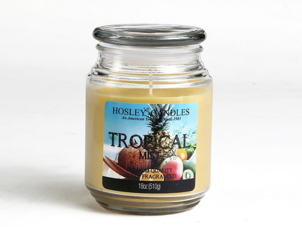 Hosley® Tropical Mist Highly Fragranced, 18 Oz wax, Large Jar Candle