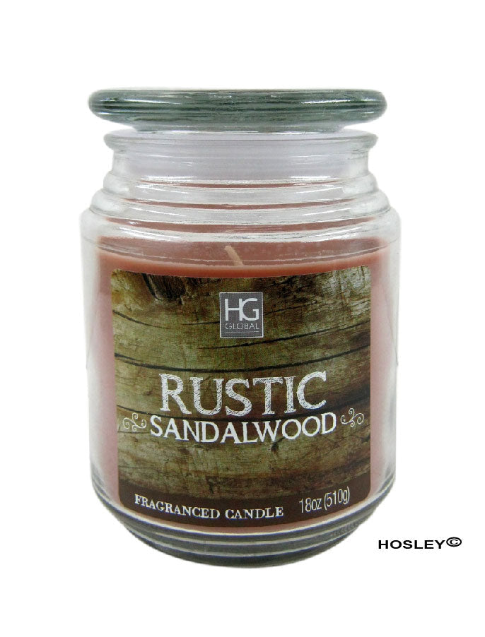Hosley® Rustic Sandalwood Highly Fragranced, 18 Oz wax, Large Jar Candle