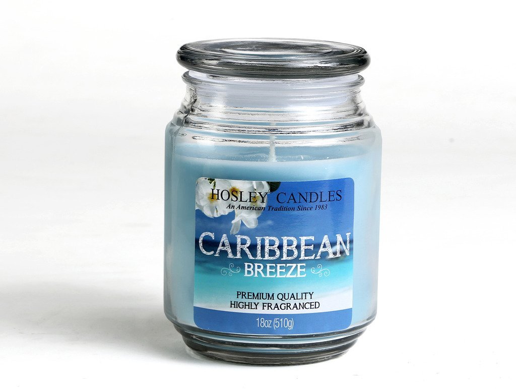 Hosley® Caribbean Breeze Highly Fragranced, 18 Oz wax, Large Jar Candle