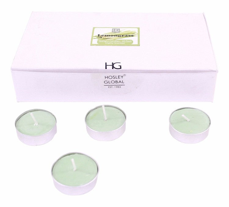 Hosley Highly Fragranced Lemongrass Tea Light Candles (Set of 30)