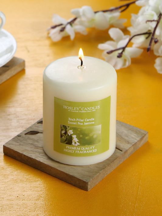Hosley® Sweet Pea Jasmine Highly Fragranced 3inch Pillar Candle