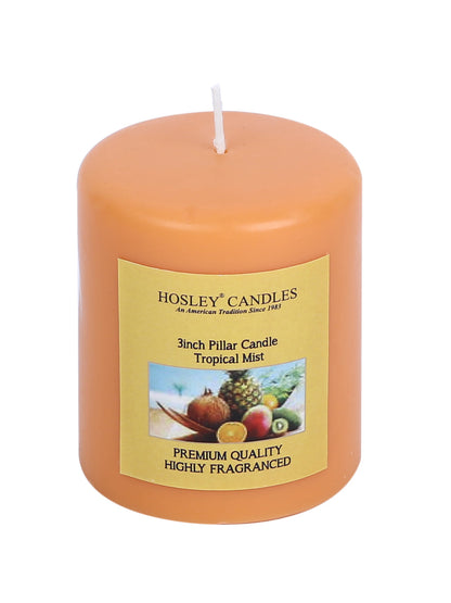 Hosley® Tropical Mist Highly Fragranced 3inch Pillar Candle