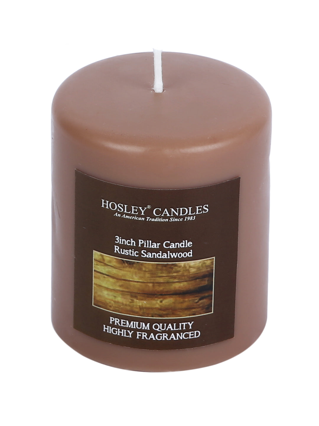 Hosley® Rustic Sandalwood Highly Fragranced 3inch Pillar Candle