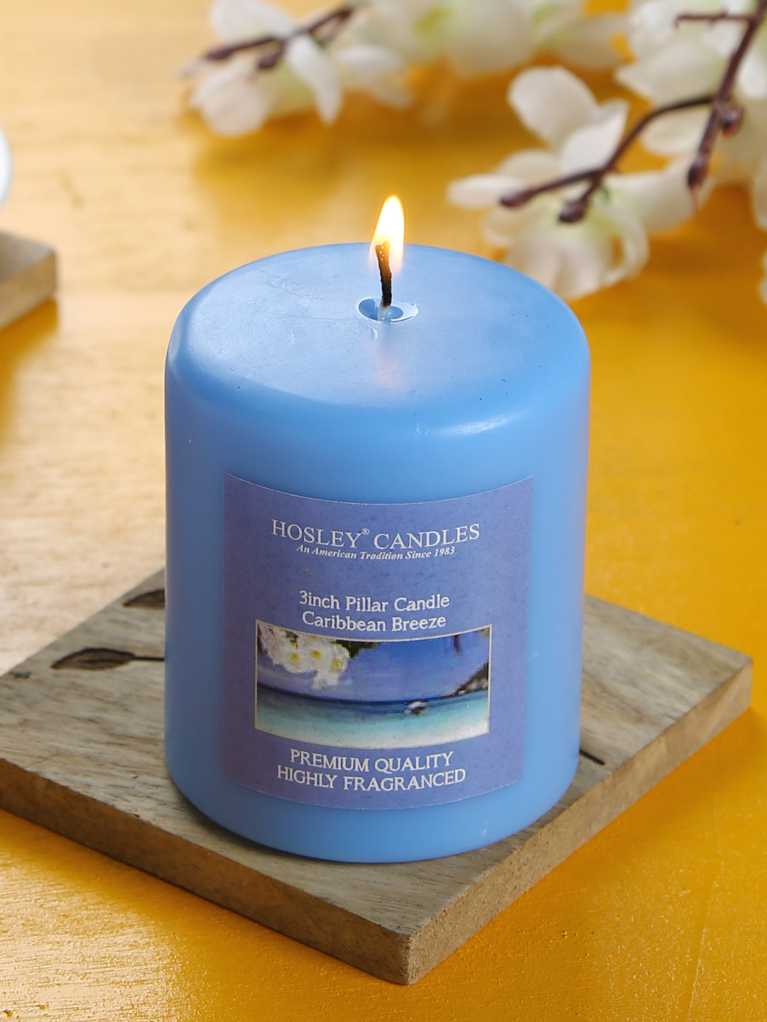 Hosley® Caribbean Breeze Highly Fragranced 3inch Pillar Candle
