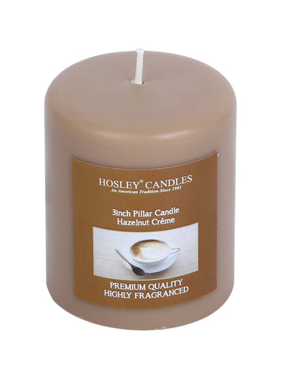 Hosley® Hazelnut Creme Highly Fragranced 3inch Pillar Candle