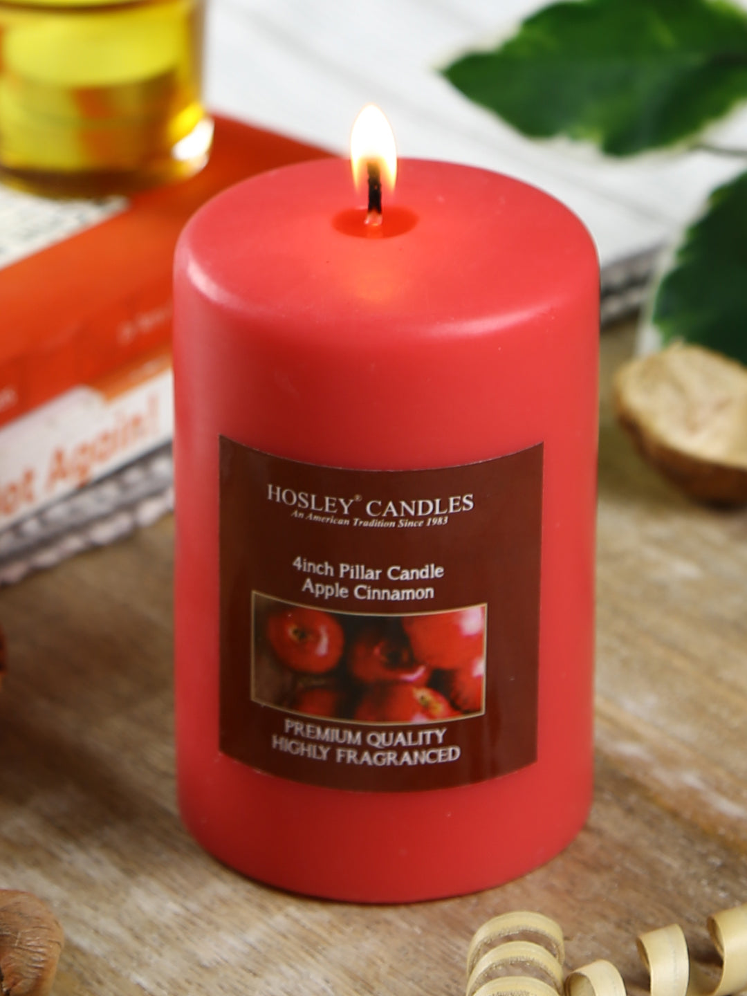 Hosley® Apple Cinnamon Highly Fragranced 4inch Pillar Candle